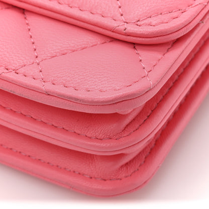 Chanel Lambskin Quilted Mini Trendy CC Wallet On Chain WOC Pink 11 of 12
