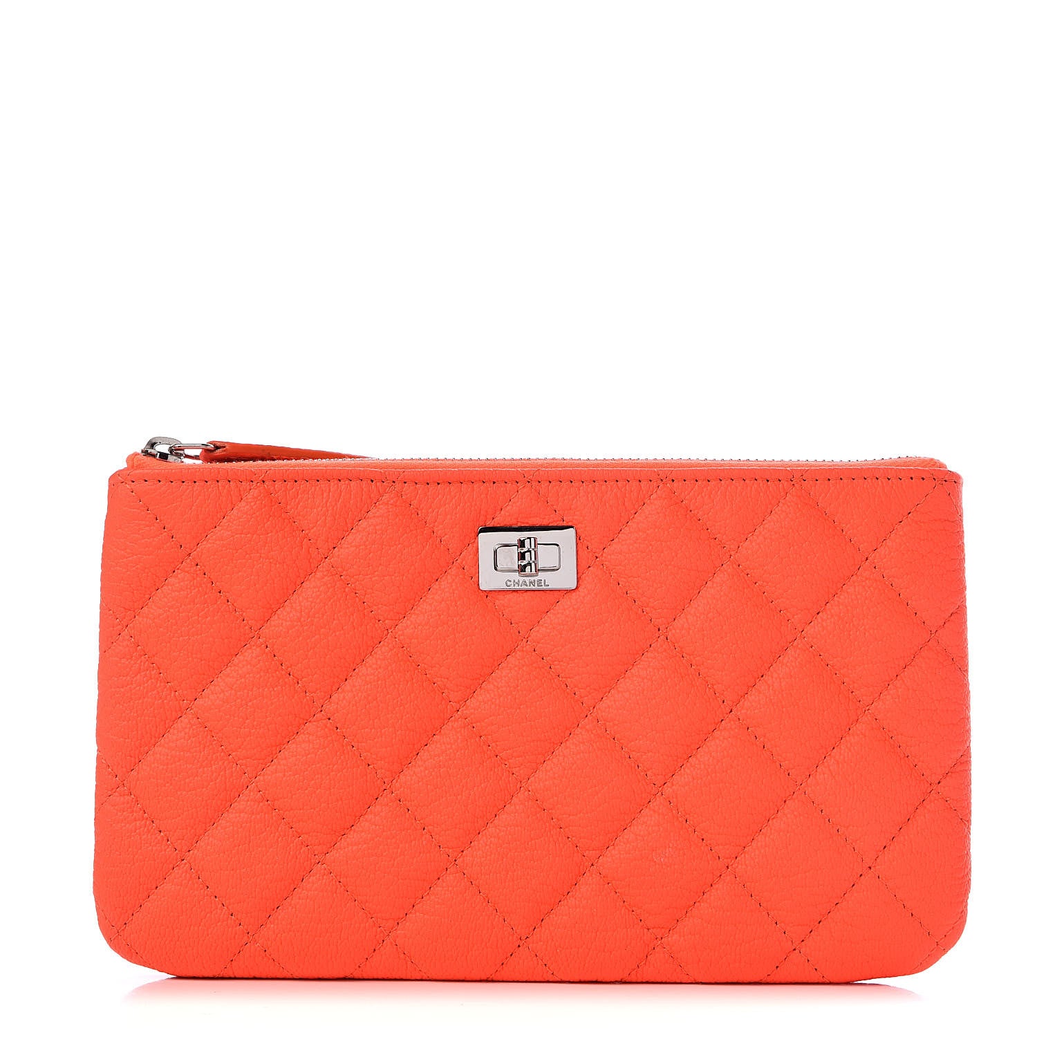 Chanel Goatskin Quilted Medium Reissue Cosmetic Case Orange 1 of 8