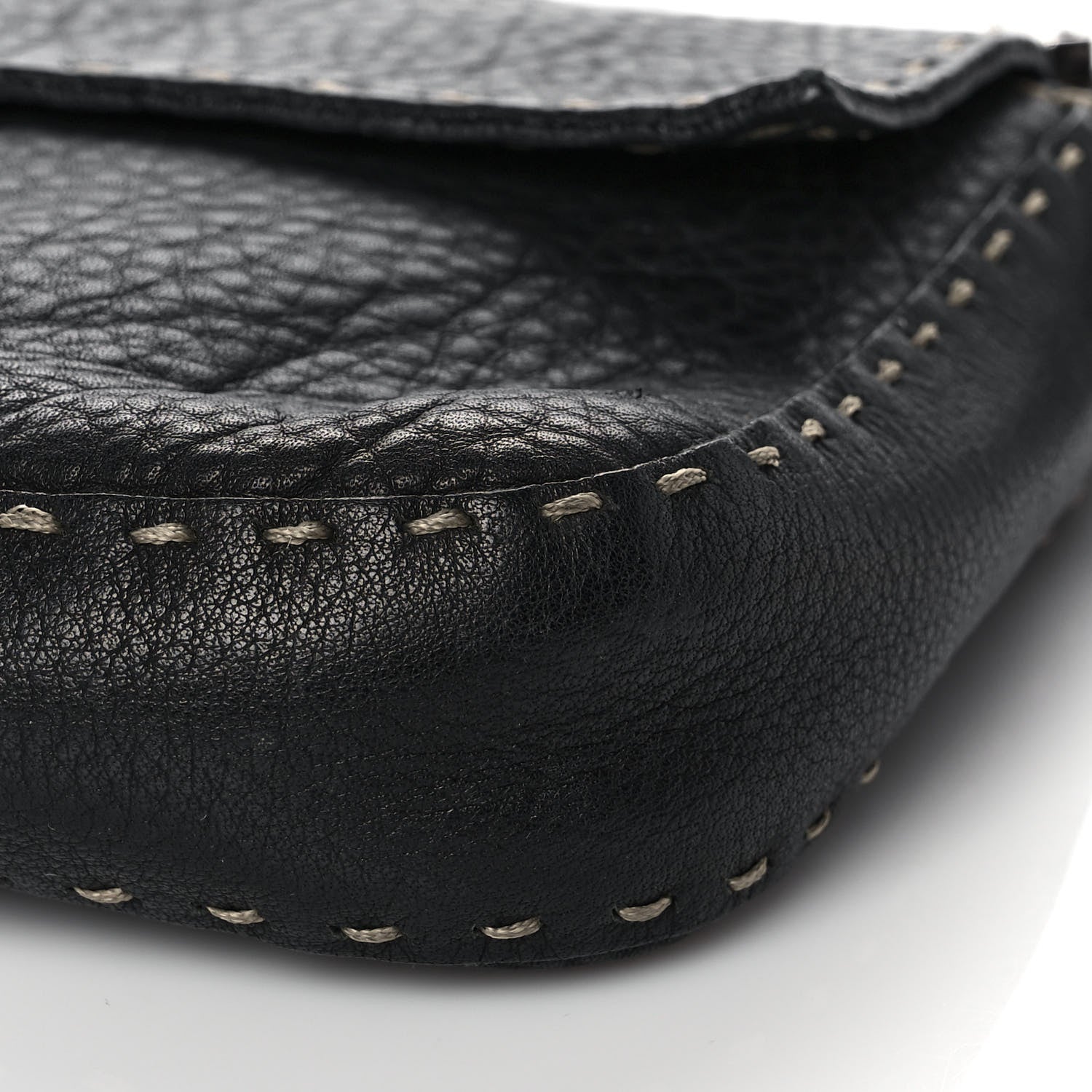 Fendi Calfskin Romano Selleria Baguette Black 8 of 11