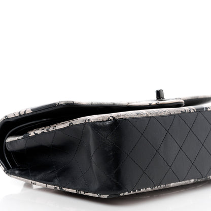 Chanel Metallic Lambskin Painted Feministe Newsprint Medium Double Flap So Black 10 of 15