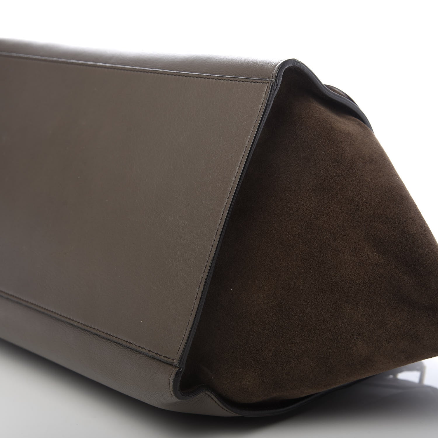 Celine Calfskin Suede Large Tri-Color Trapeze Granite 7 of 13