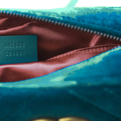 Gucci Velvet Matelasse Small GG Marmont Chain Shoulder Bag Pavone Cyan 9 of 11