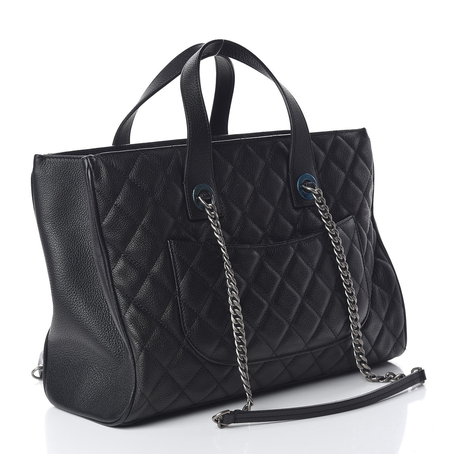 Chanel Grained Calfskin Quilted Large Casual Pocket Tote Black 3 of 13