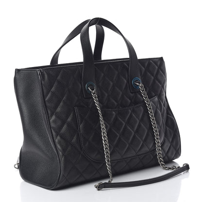 Chanel Grained Calfskin Quilted Large Casual Pocket Tote Black 3 of 13