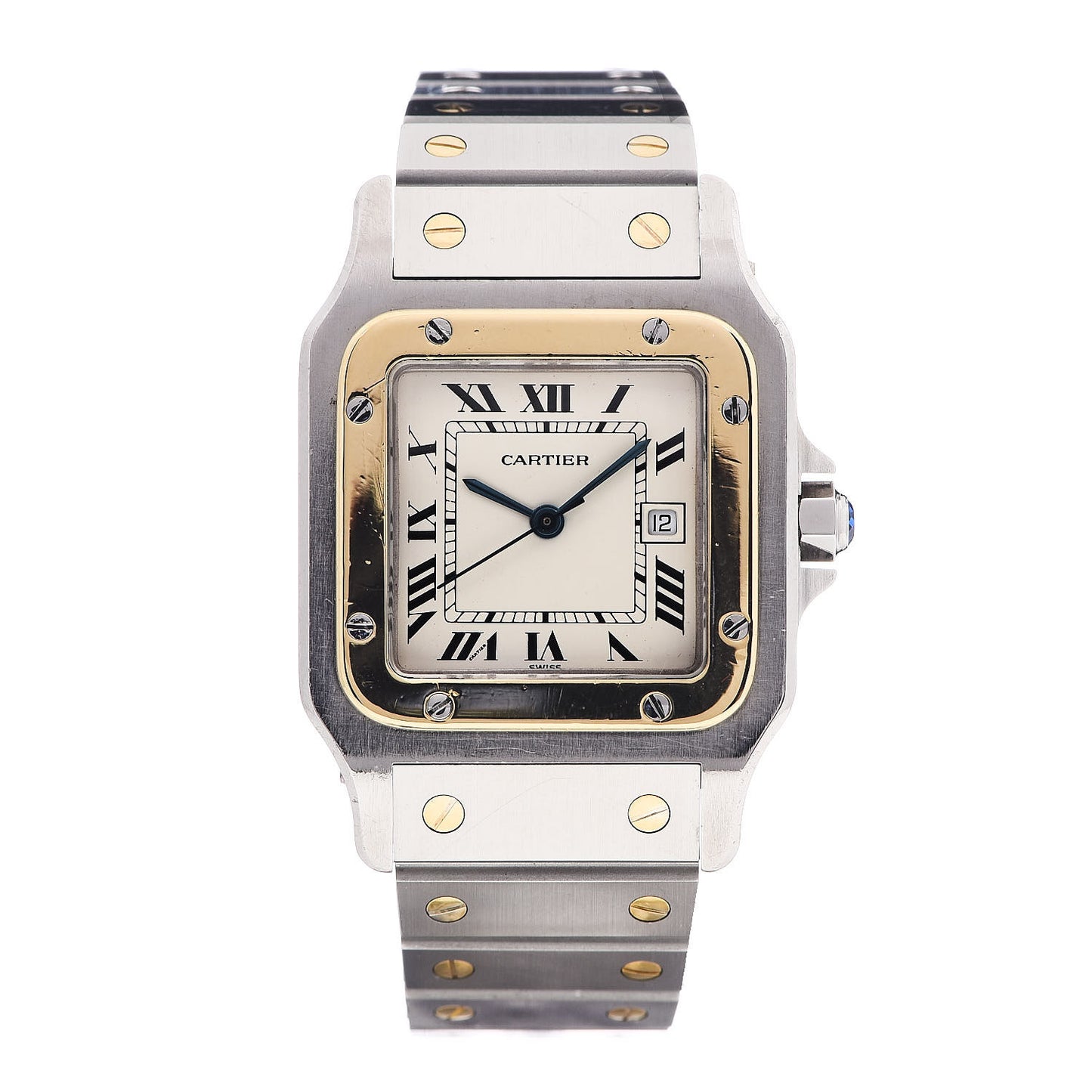 Stainless Steel 18K Yellow Gold 29mm Santos De Cartier Galbee Automatic Watch