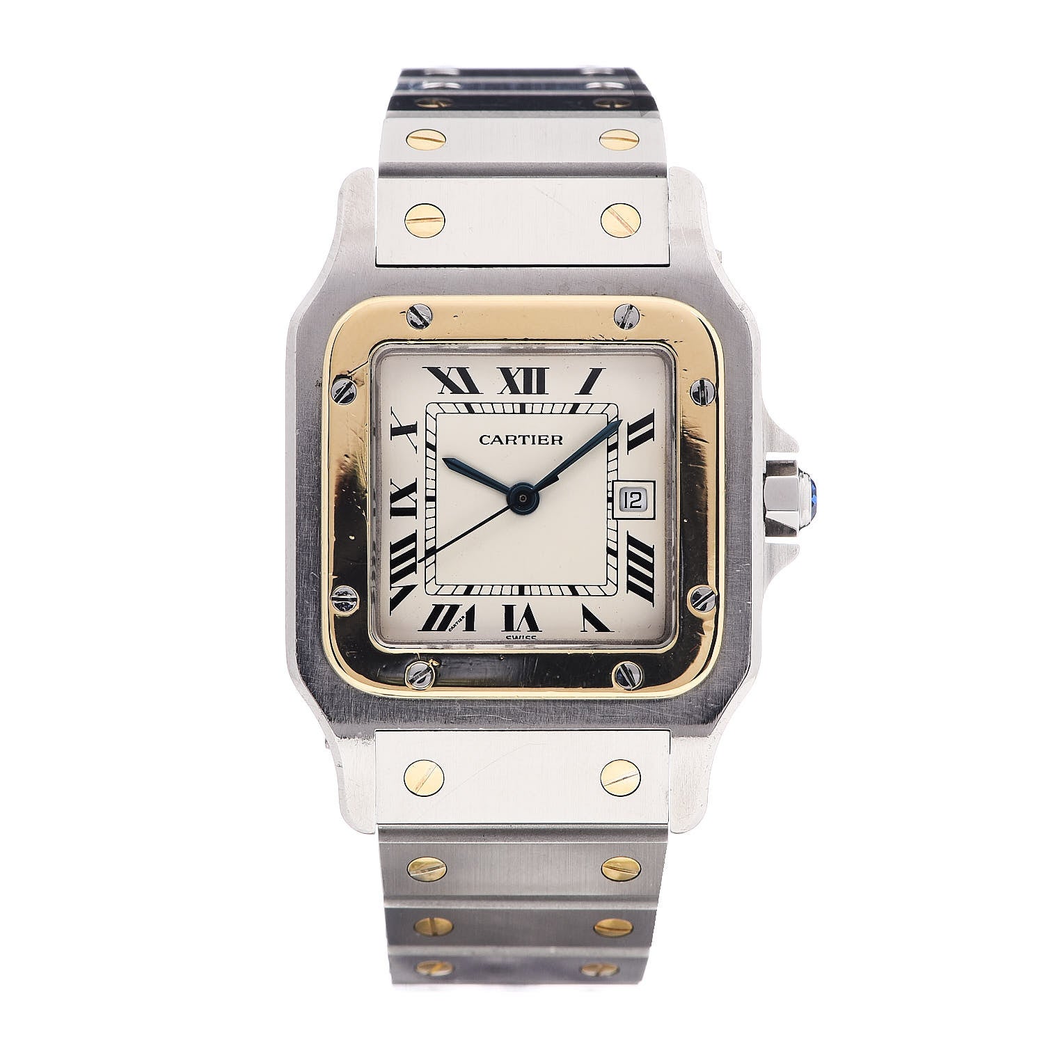Cartier Stainless Steel 18K Yellow Gold 29mm Santos De Cartier Galbee Automatic Watch 1 of 6