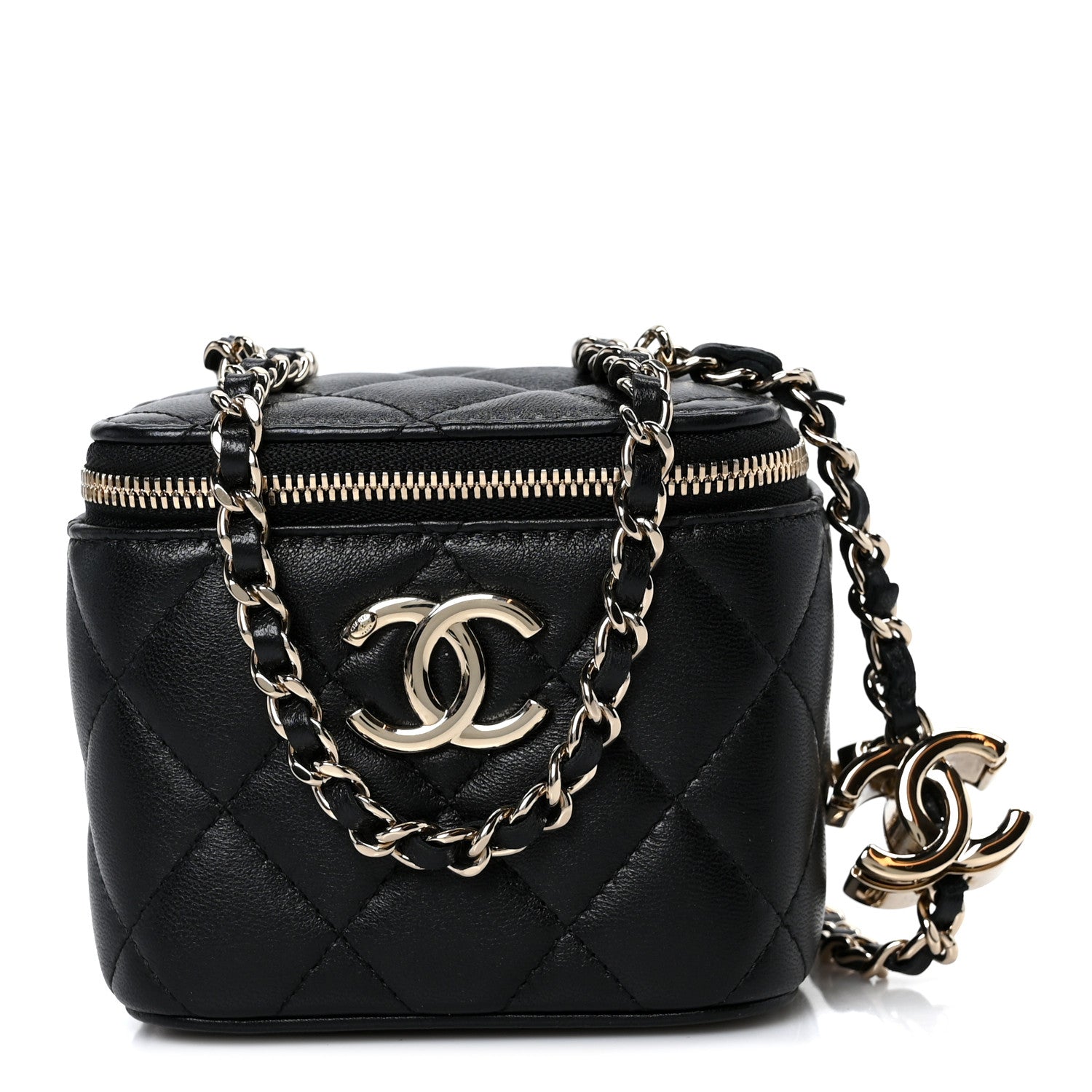 Chanel Lambskin Quilted Mini CC Crush Vanity Case With Chain Black 1 of 11