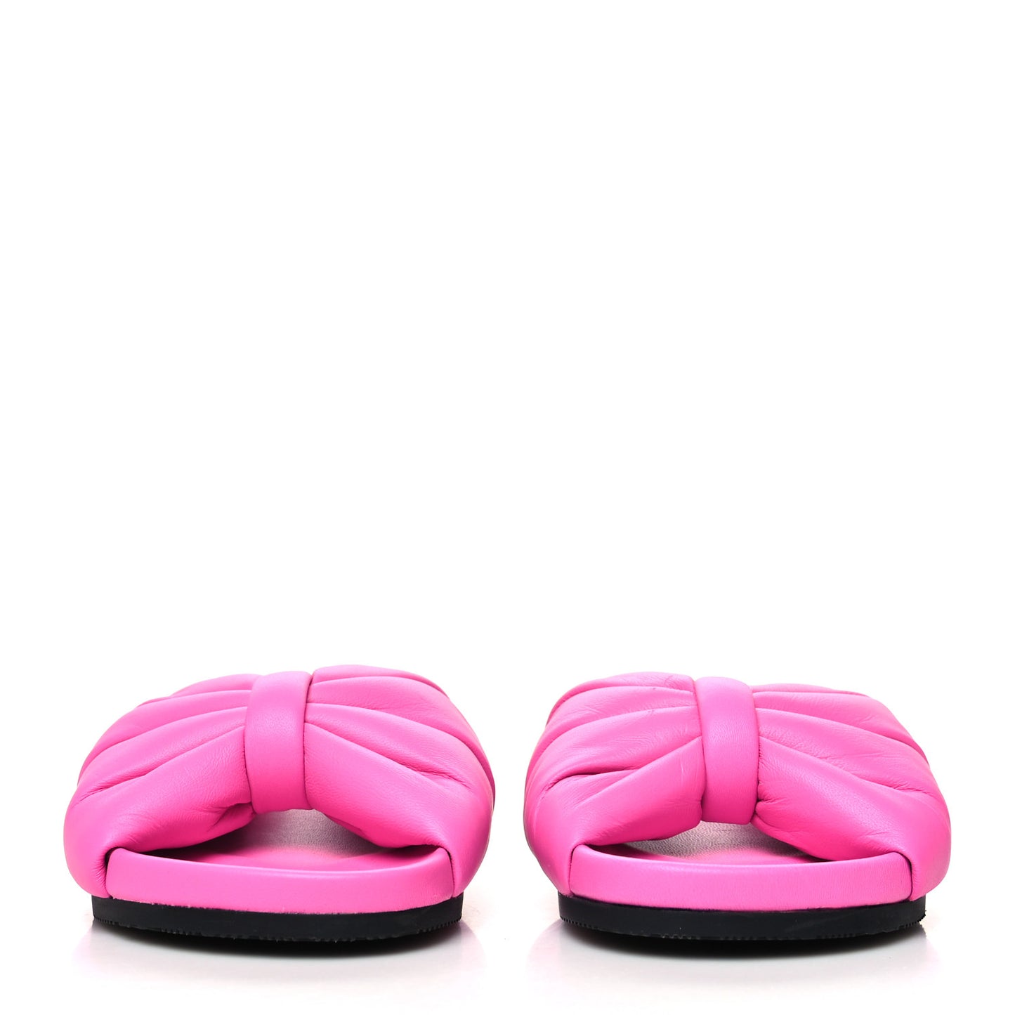 Smooth Nappa Logo Puffy Slide Sandals 36 Fluo Pink White