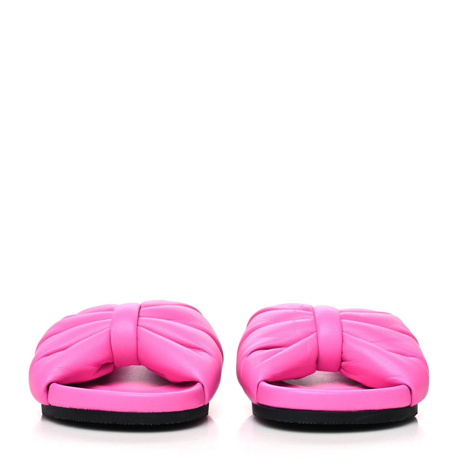 Balenciaga Smooth Nappa Logo Puffy Slide Sandals 36 Fluo Pink White 2 of 9