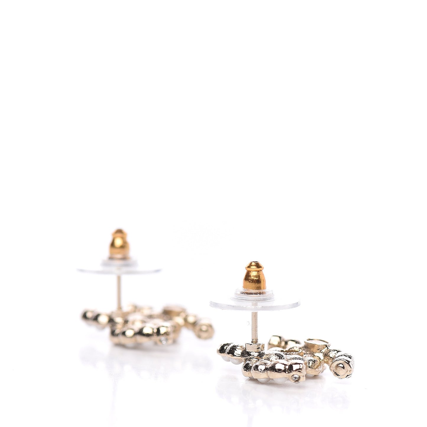 Pearl Crystal CC Earrings Gold