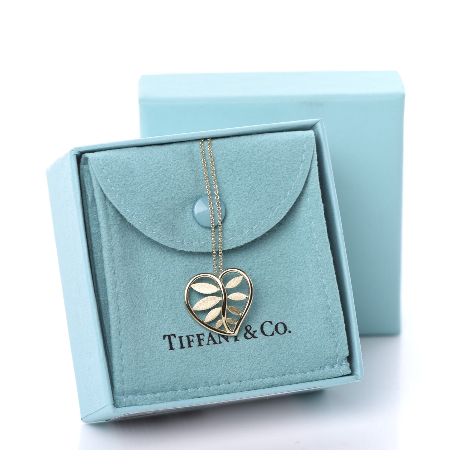 18K Yellow Gold Paloma Picasso Villa Paloma Heart Palm Pendant Necklace