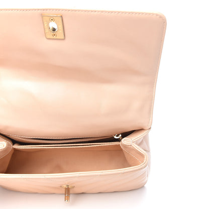Chanel Calfskin Chevron Quilted Mini Coco Handle Flap Beige 5 of 10