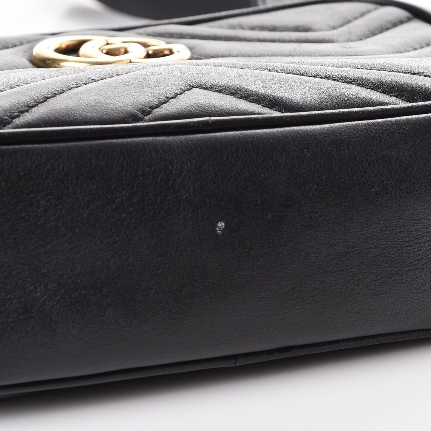 Calfskin Matelasse Mini GG Marmont Chain Shoulder Bag Black