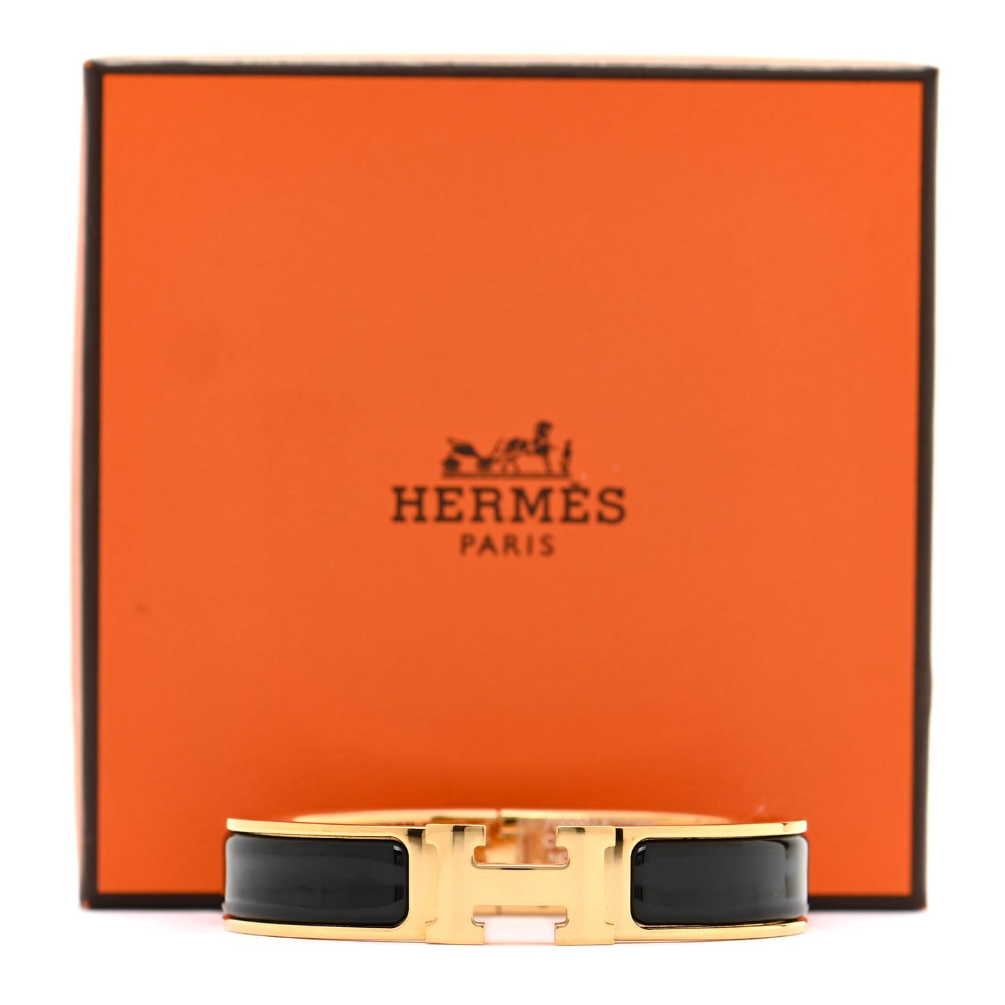 Enamel Narrow Clic Clac H Bracelet PM Black