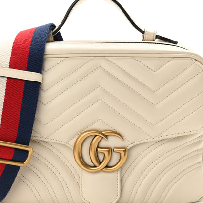 Gucci Calfskin Matelasse Sylvie Web Small GG Marmont Top Handle Shoulder Bag White 9 of 14