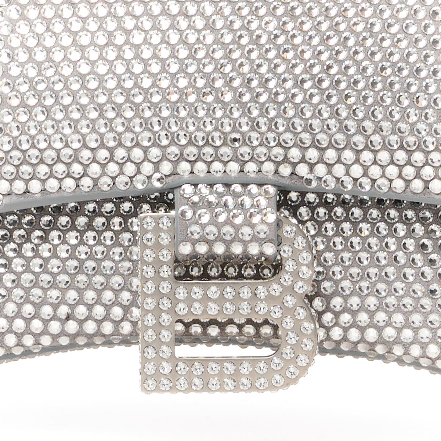 Strass Suede Hourglass Top Handle Bag XS Smoke Grey Crystal