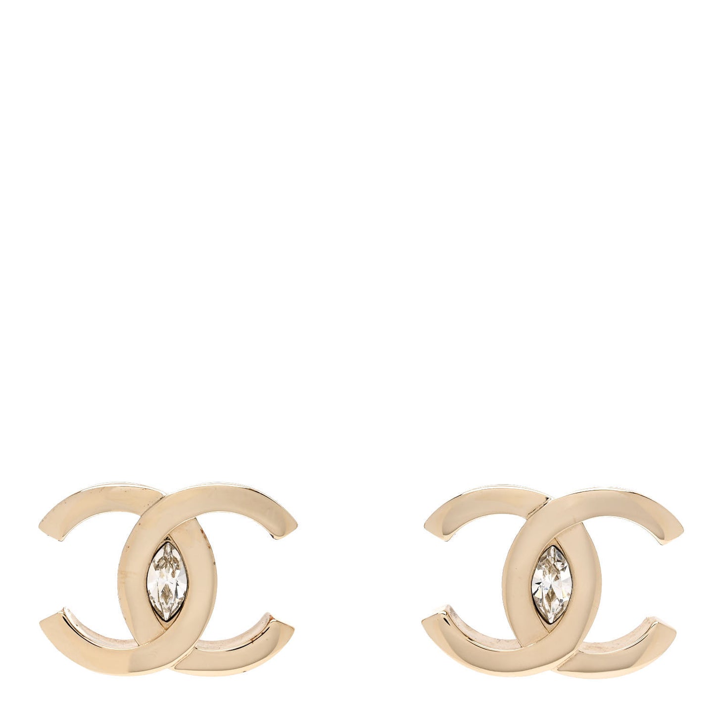 Crystal CC Large Stud Earrings Gold