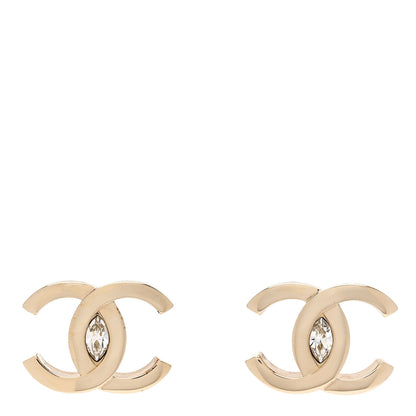 Chanel Crystal CC Large Stud Earrings Gold 1 of 5