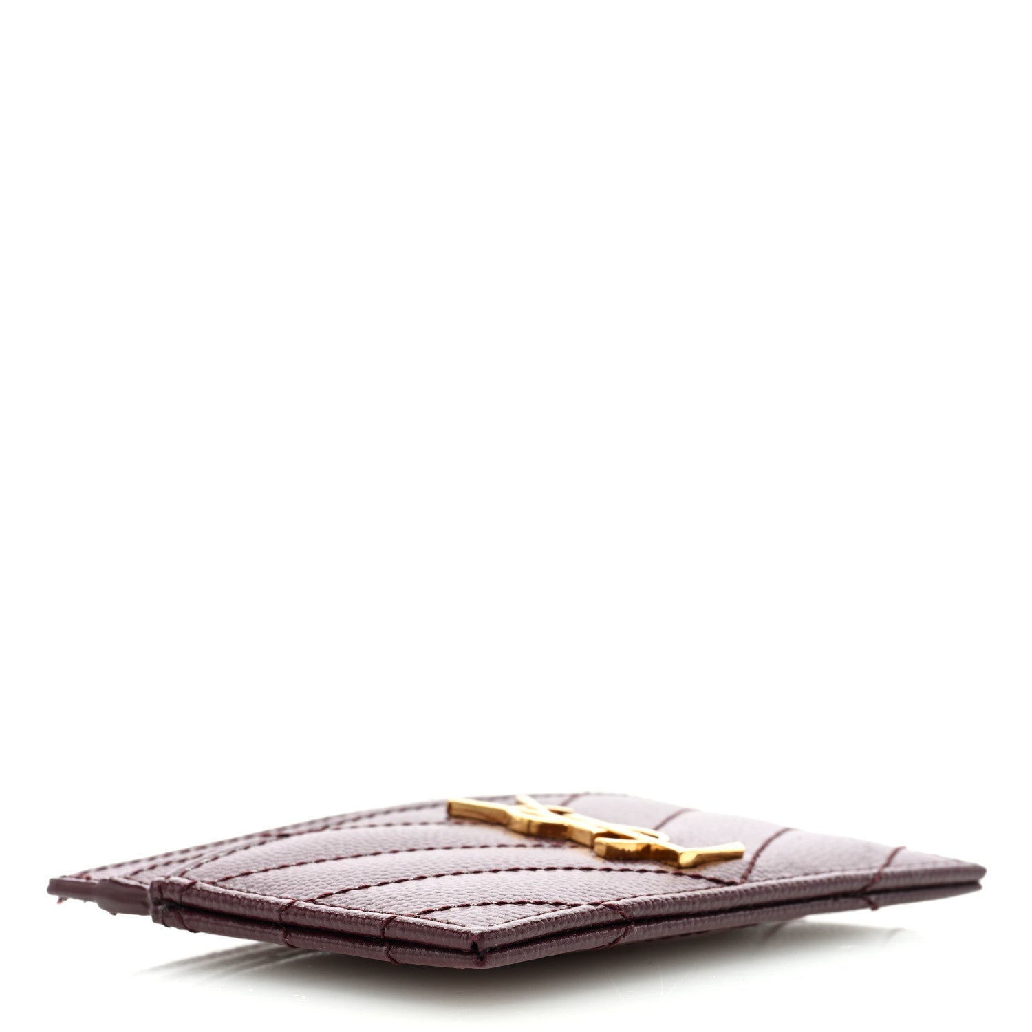 Saint Laurent Grain De Poudre Matelasse Chevron Cassandre Credit Card Case Rouge Legion 4 of 6