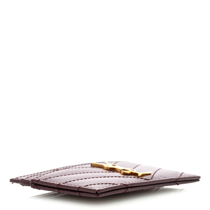 Saint Laurent Grain De Poudre Matelasse Chevron Cassandre Credit Card Case Rouge Legion 4 of 6