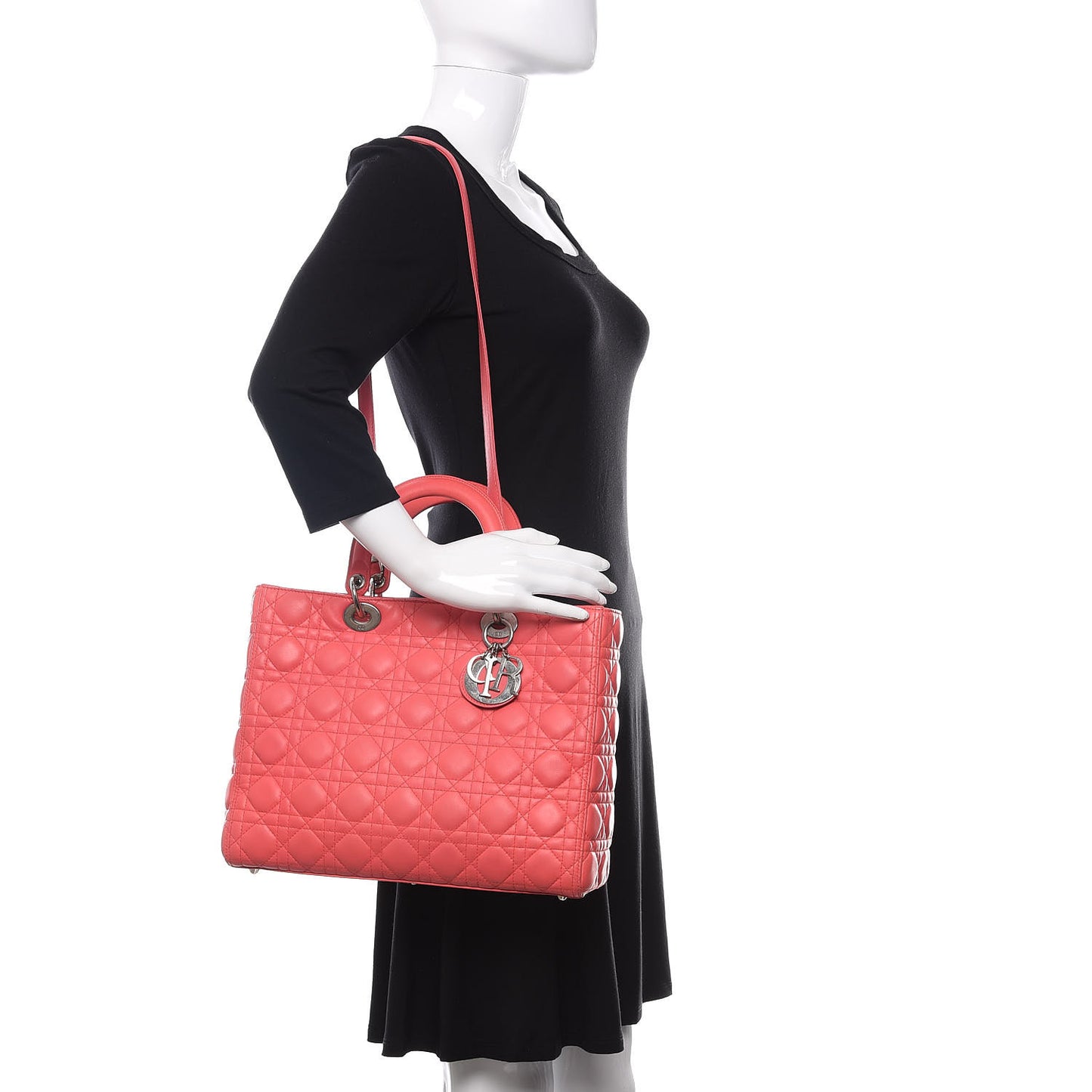 Lambskin Cannage Large Lady Dior Pink