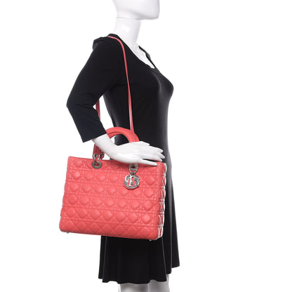 Christian Dior Lambskin Cannage Large Lady Dior Pink 2 of 11