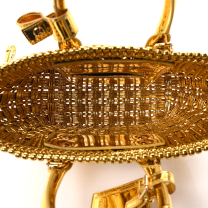 Balenciaga Metallic Patent Calfskin Braided XS Bistro Basket Gold 5 of 11