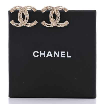 Chanel Crystal CC Camellia Earrings Gold 5 of 5