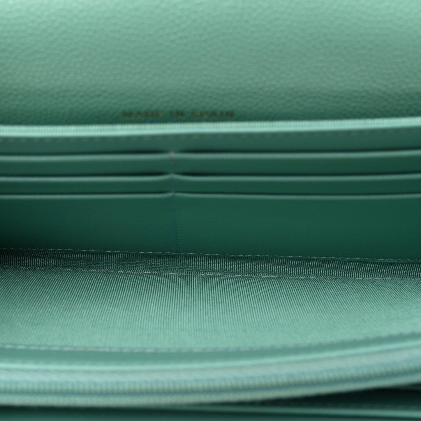Caviar Quilted Large Gusset Flap Wallet Light Green