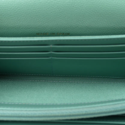 Chanel Caviar Quilted Large Gusset Flap Wallet Light Green 5 of 8