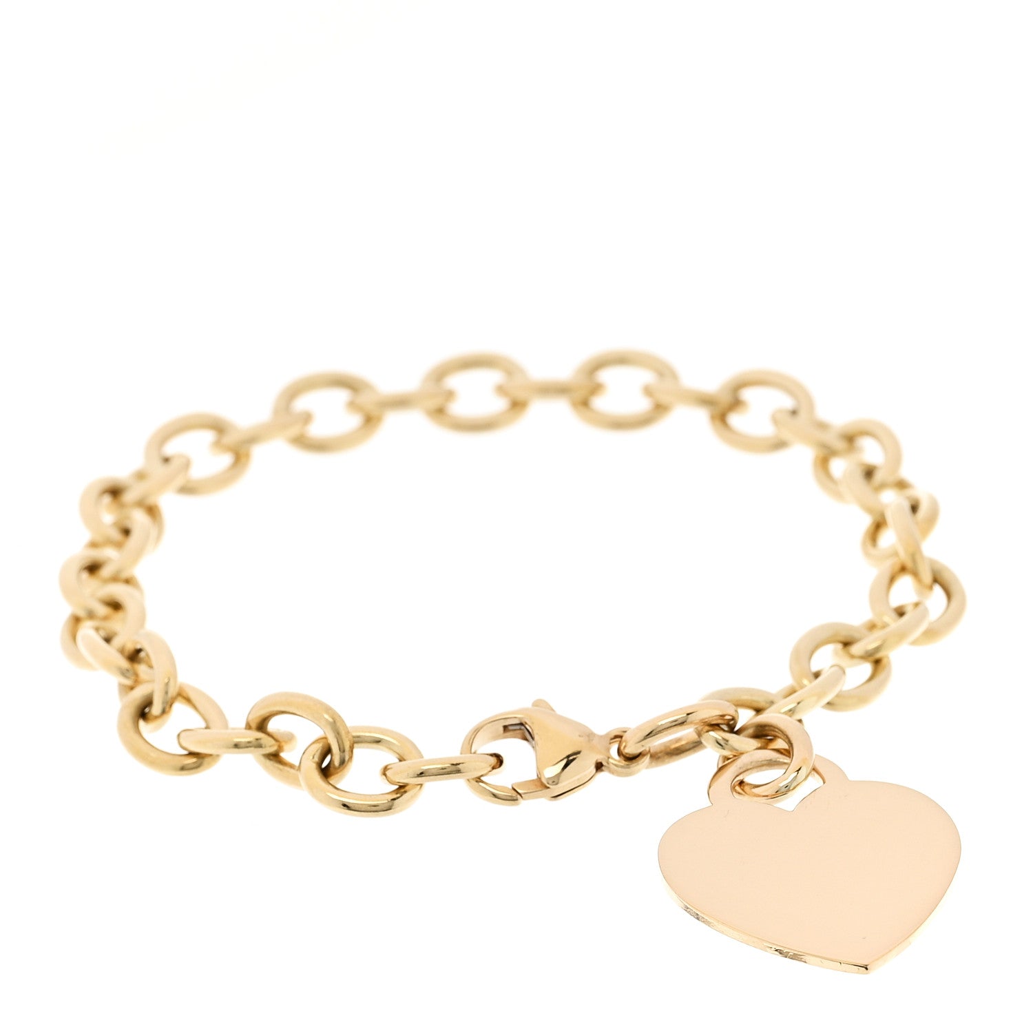 Tiffany 18K Yellow Gold Heart Tag Charm Bracelet 1 of 4