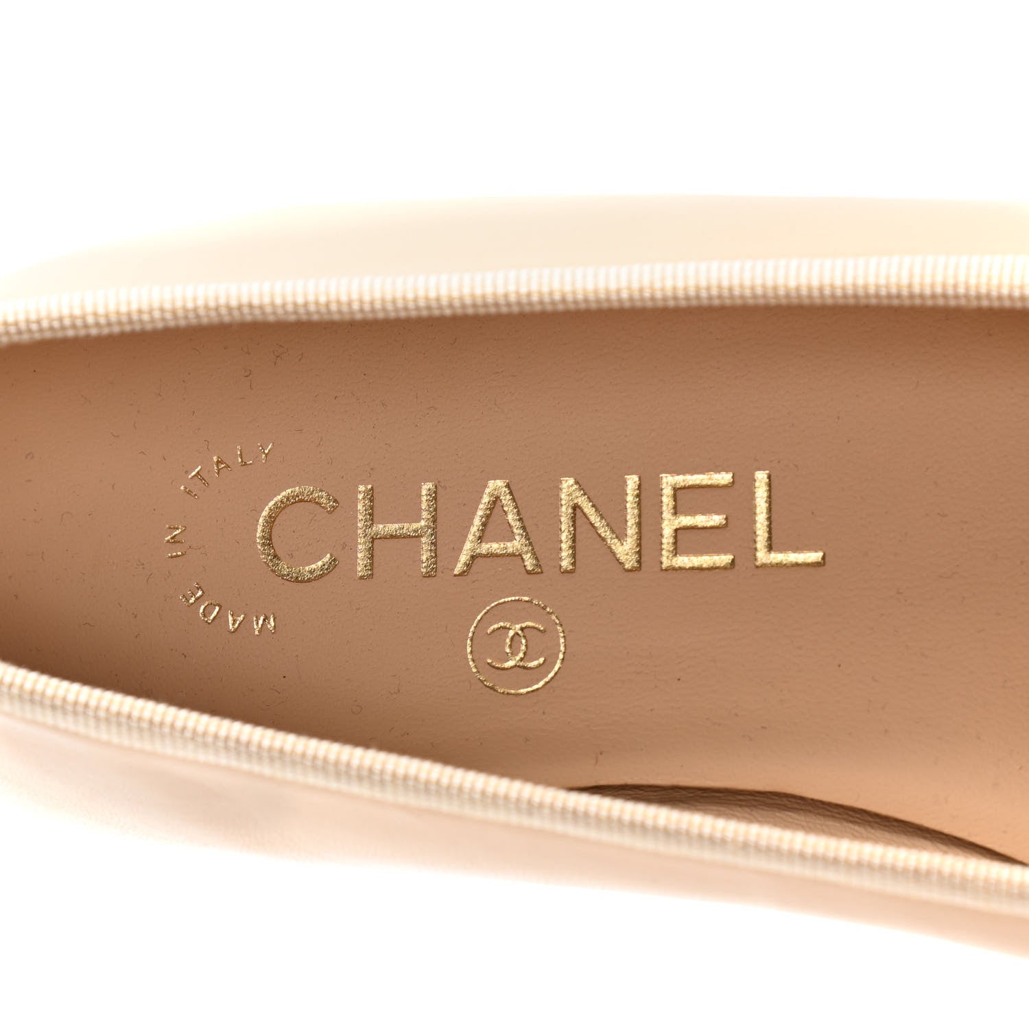 Chanel Lambskin CC Cap Toe Ballerina Flats 36 Beige Black 9 of 10