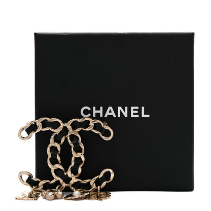 Chanel Lambskin Crystal Chain CC Charms Brooch Black Gold 4 of 4