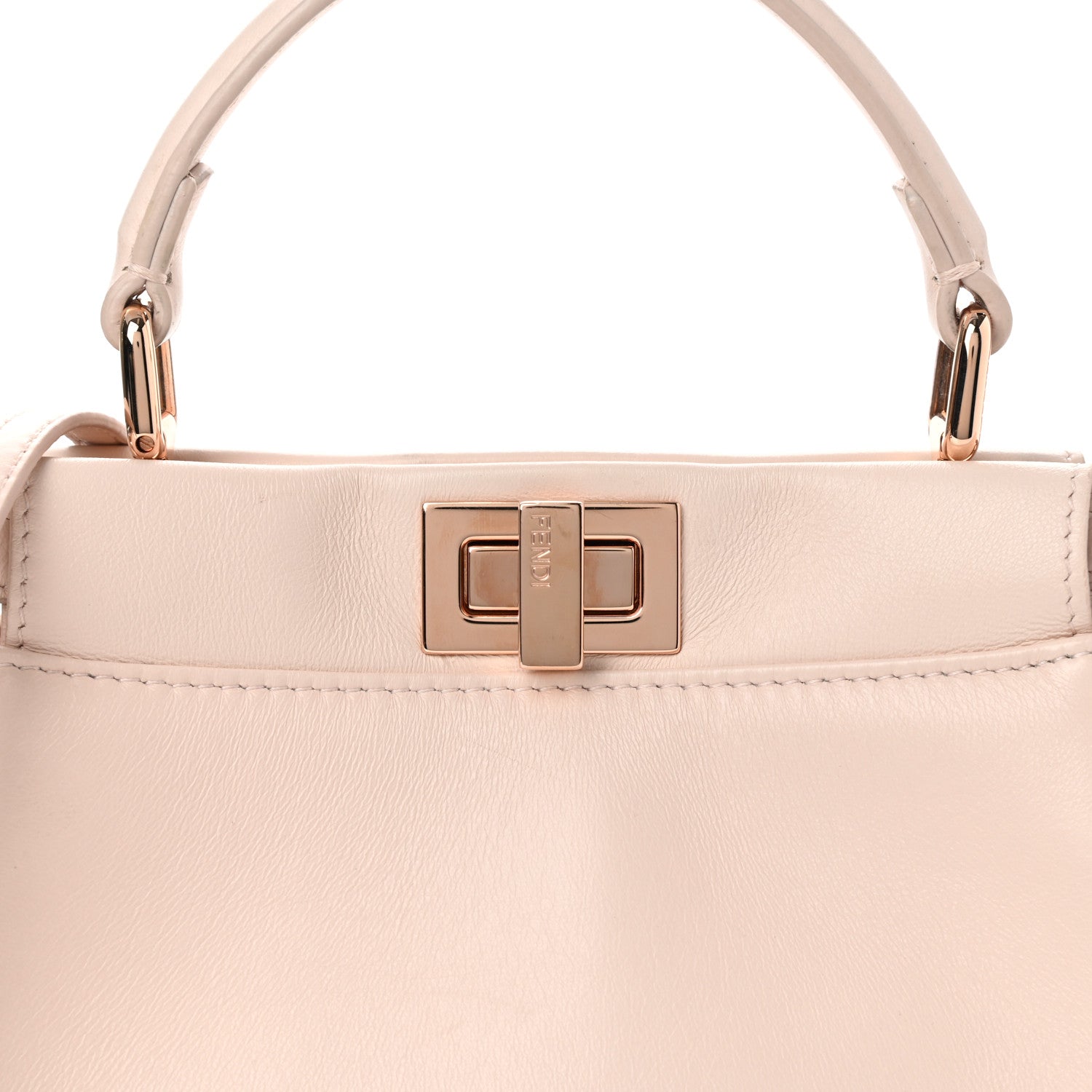 Fendi Nappa Mini Peekaboo Iconic Satchel Egg Shell 9 of 11