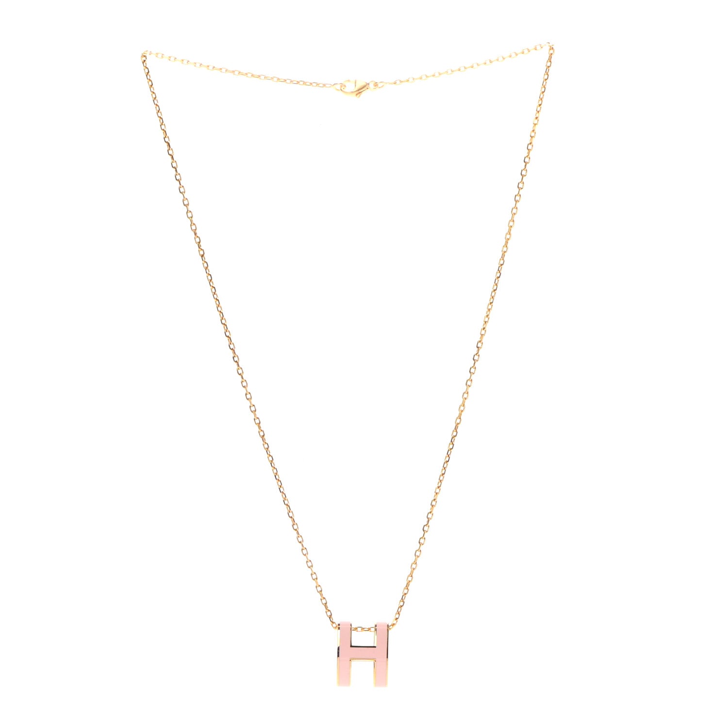 Hermes Lacquered Rose Gold Pop H Pendant Necklace Rose Dragee 3 of 6