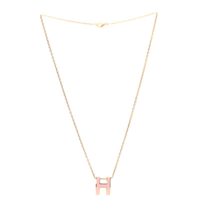 Hermes Lacquered Rose Gold Pop H Pendant Necklace Rose Dragee 3 of 6