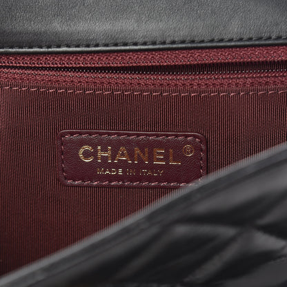 Chanel Calfskin Quilted Medium Gold Bar Top Handle Flap Black 6 of 9