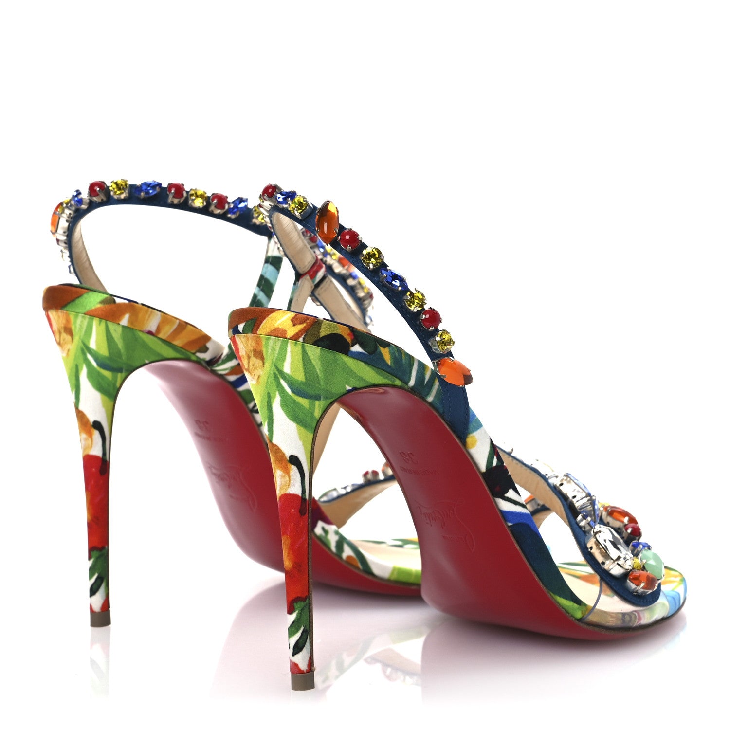 Christian Louboutin Crepe Satin Rosapetra 100 Sandals 38 Ludwig Multi 5 of 13