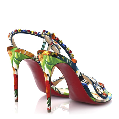 Christian Louboutin Crepe Satin Rosapetra 100 Sandals 38 Ludwig Multi 5 of 13