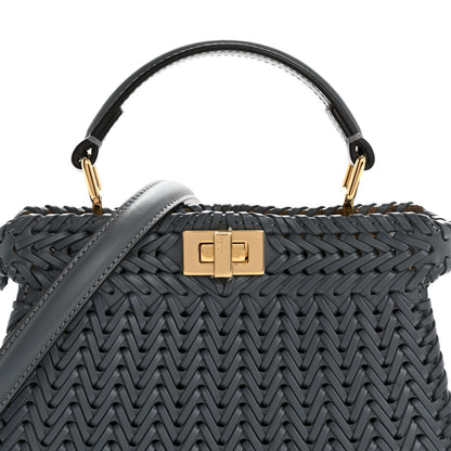 Fendi Vitello King Shiny Nappa Intreccio Petite Peekaboo I SEE U Satchel  Tempesta 8 of 10