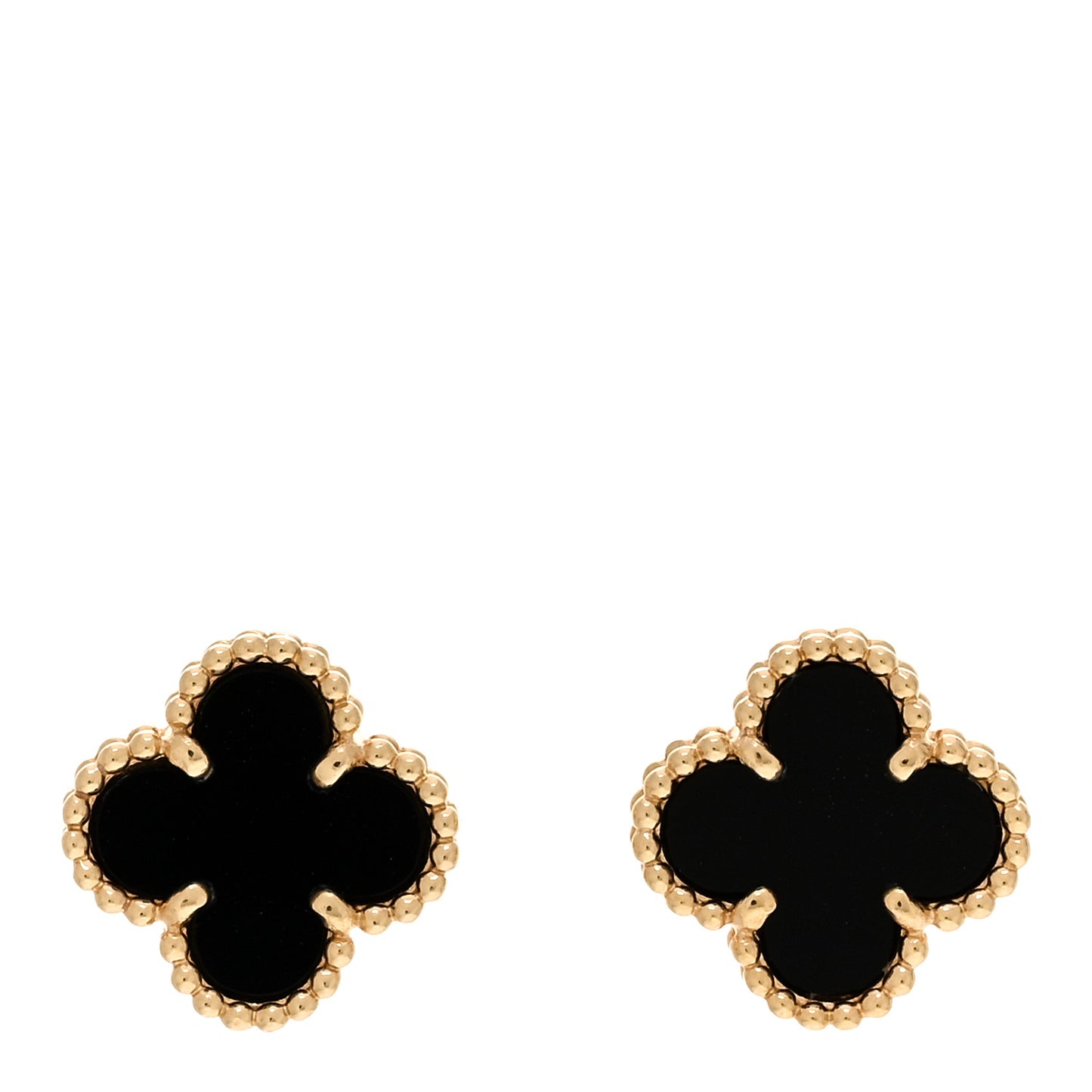 VAN CLEEF & ARPELS 18K Yellow Gold Black Onyx Sweet Alhambra Earrings