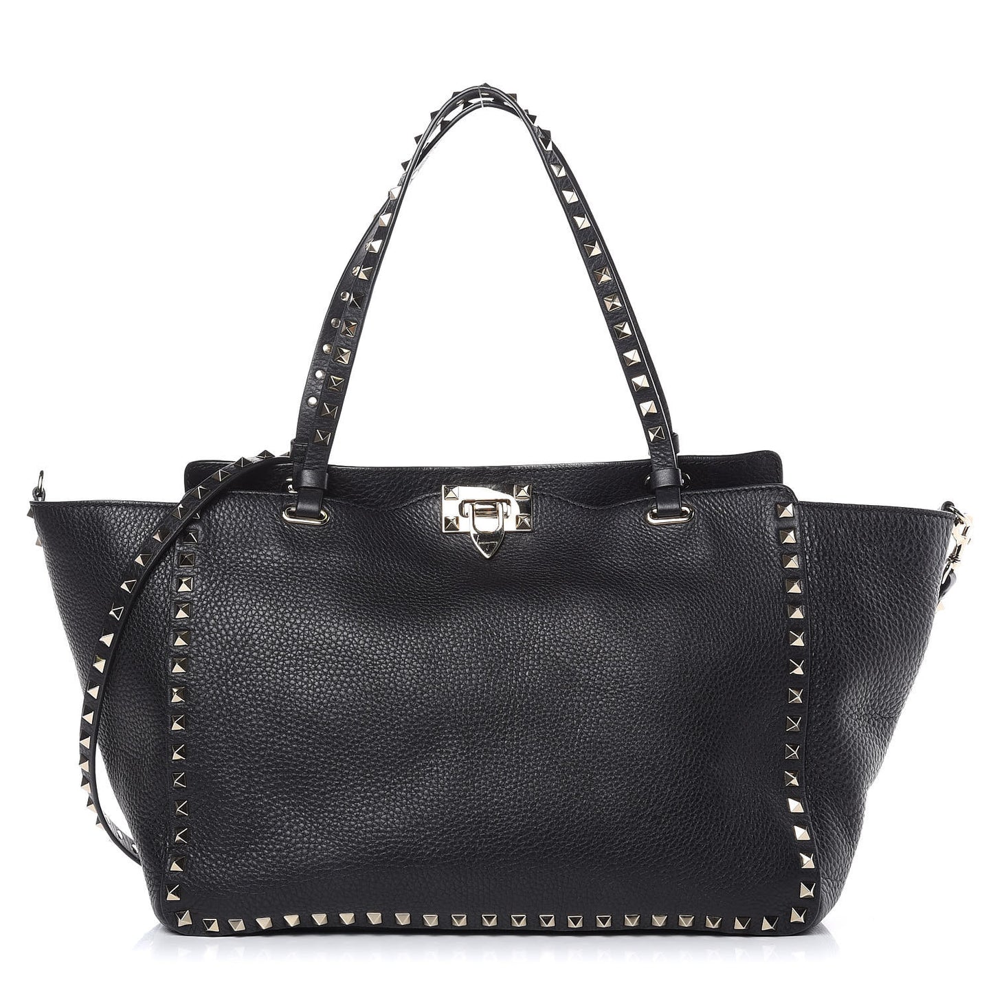 Alce Printed Calfskin Medium Rockstud Tote Black