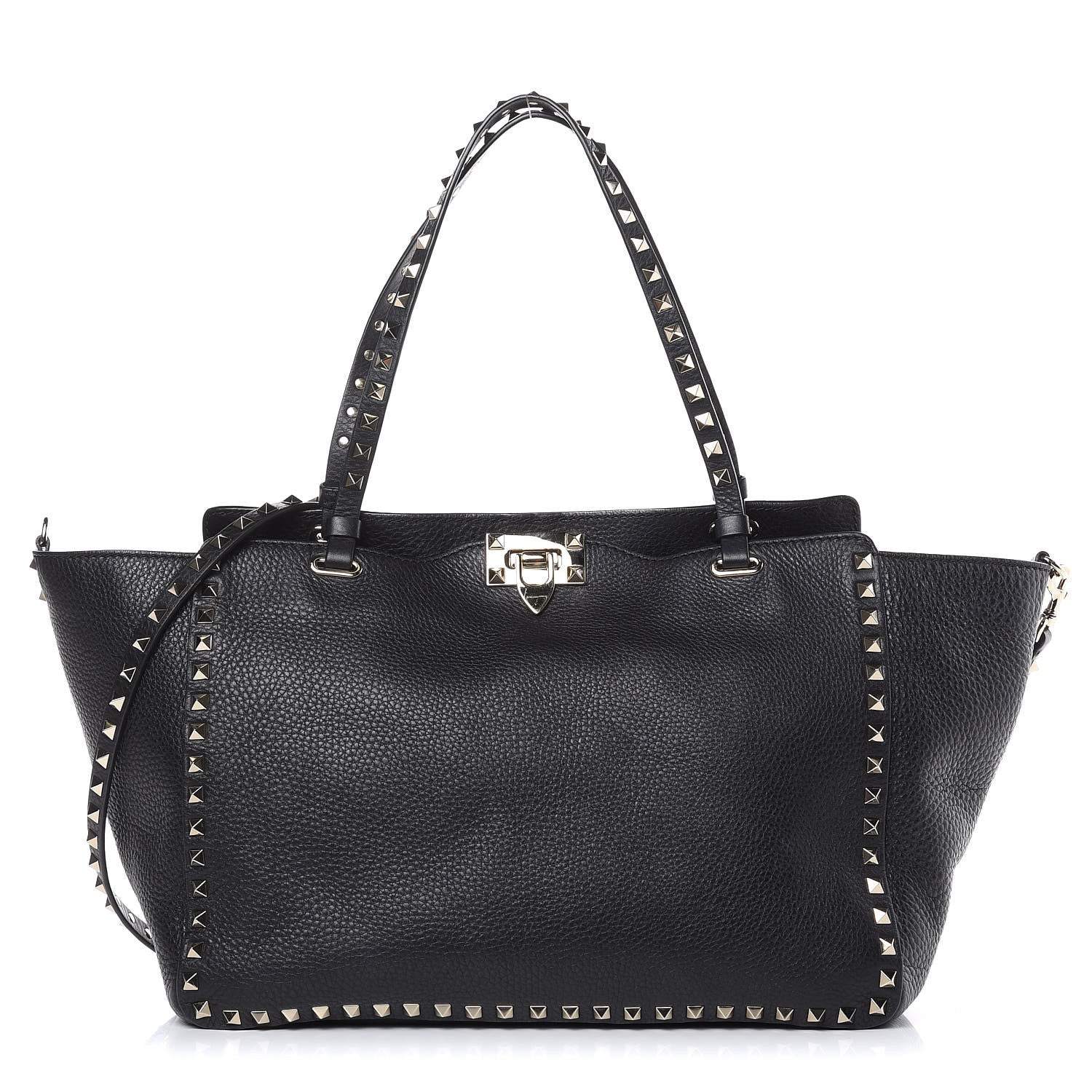 Valentino Garavani Alce Printed Calfskin Medium Rockstud Tote Black 1 of 10