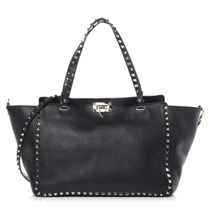 Valentino Garavani Alce Printed Calfskin Medium Rockstud Tote Black 1 of 10