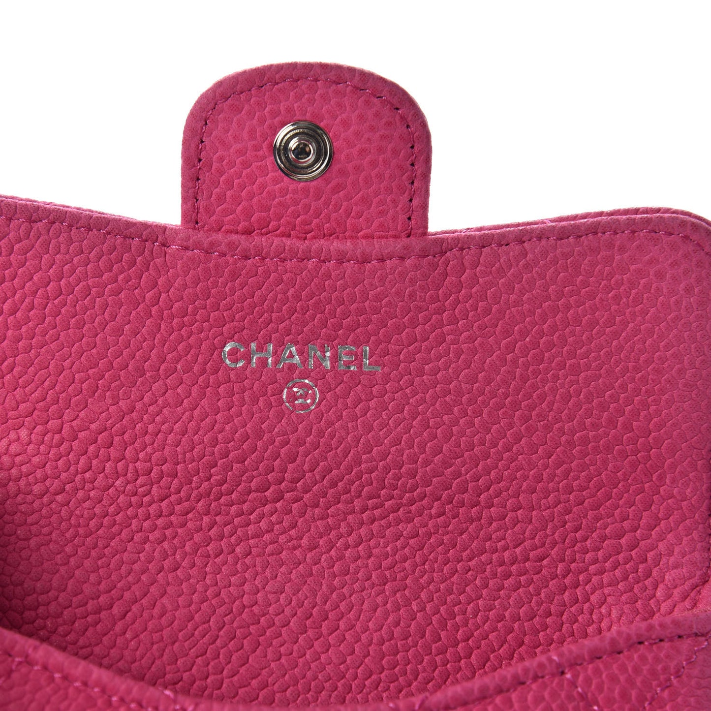 Iridescent Caviar Quilted CC Card Holder Pink