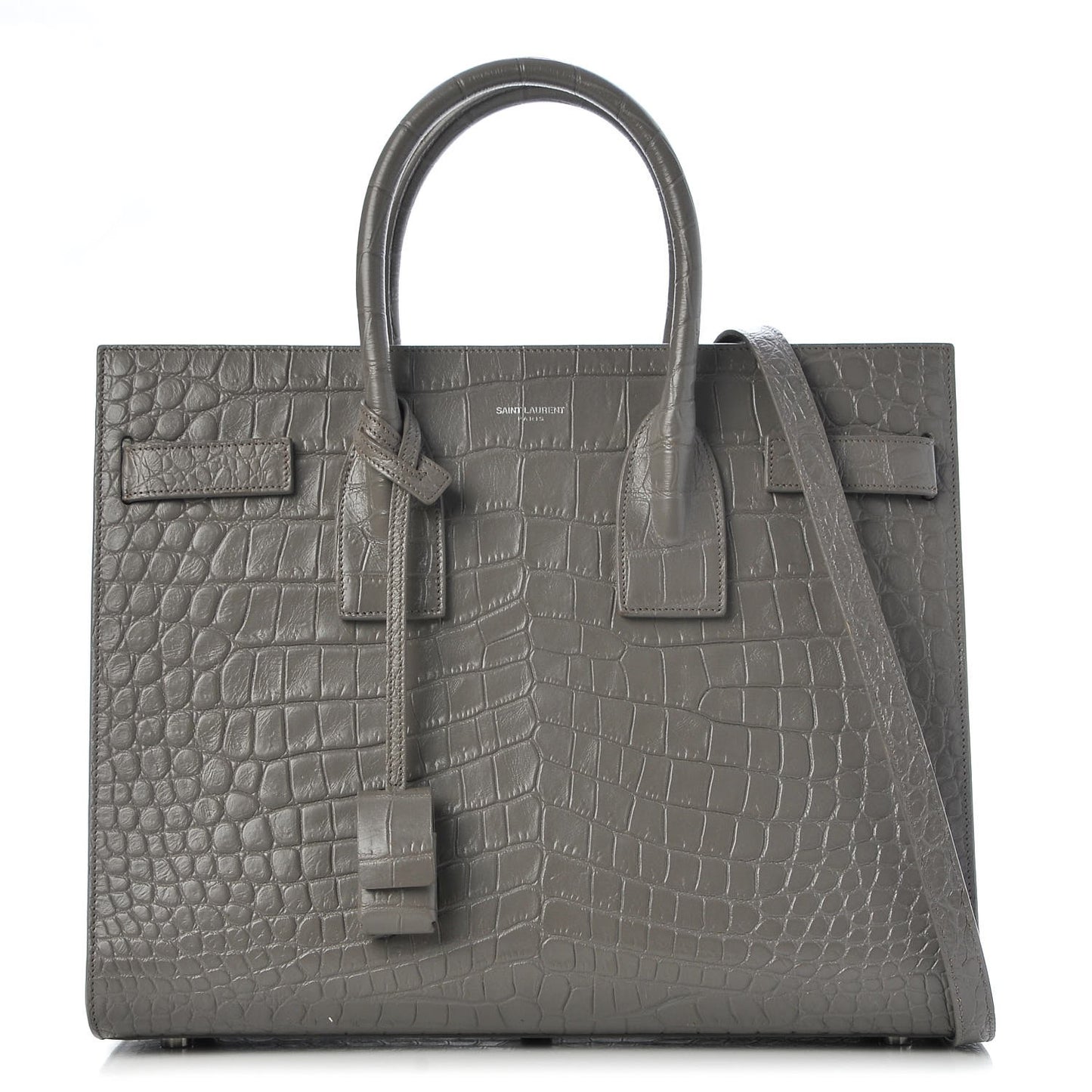 Calfskin Crocodile Embossed Small Sac De Jour Fog