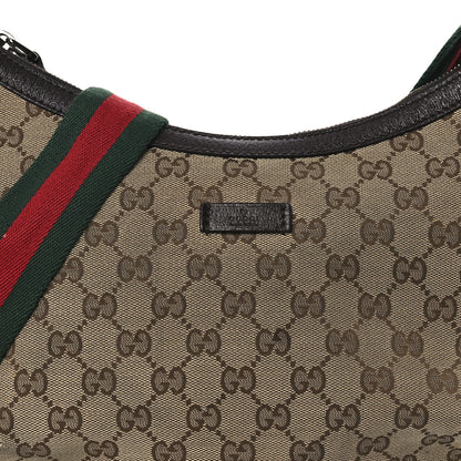 Gucci Monogram Web Medium Half Moon Hobo Dark Brown 8 of 15