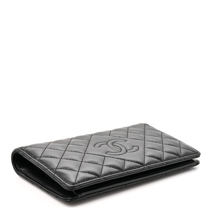 Chanel Lambskin Quilted Diamond CC Yen Wallet Black 4 of 10