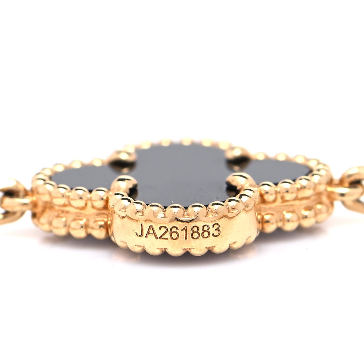 18K Yellow Gold Black Onyx 5 Motifs Vintage Alhambra Bracelet
