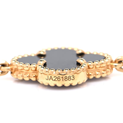 Van Cleef & Arpels 18K Yellow Gold Black Onyx 5 Motifs Vintage Alhambra Bracelet 6 of 7